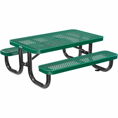 GLOBAL INDUSTRIAL 4ft Rectangular Kids Picnic Table, Expanded Metal, Green 695485KGN